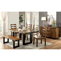 Tobacco Oak Finish Solid Wood Industrial Style Kitchen 1Pc Bench Dining Room Furniture U Shaped Legs Two Tone Design Oak Dining Room Contemporary,Industrial Solid Wood