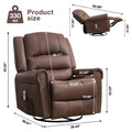 Massage Rocker Recliner Chair Rocking Chairs For Adults Oversized With Usb Charge Port Soft Features A Manual Massage And Heat.Brown Brown Faux Leather Manual Push Button Metal Soft Heavy Duty Square Arms Foam Metal & Wood