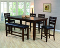 1Pc Modern Counter Height Bench Tufted Faux Leather Upholstery Tapered Wood Legs Bedroom Living Room Furniture Brown Espresso Finish Espresso Solid Wood