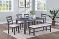 Dining Room Furniture Modern 6Pcs Set Dining Table 4X Side Chairs And A Bench Rubberwood Unique Design Back Chair Wooden Top Gray Wood Dining Room Bench Seating Birch Rectangular Dining Table With Chair And Bench Wood Wood Grey Mix Seats 6 60 Inches