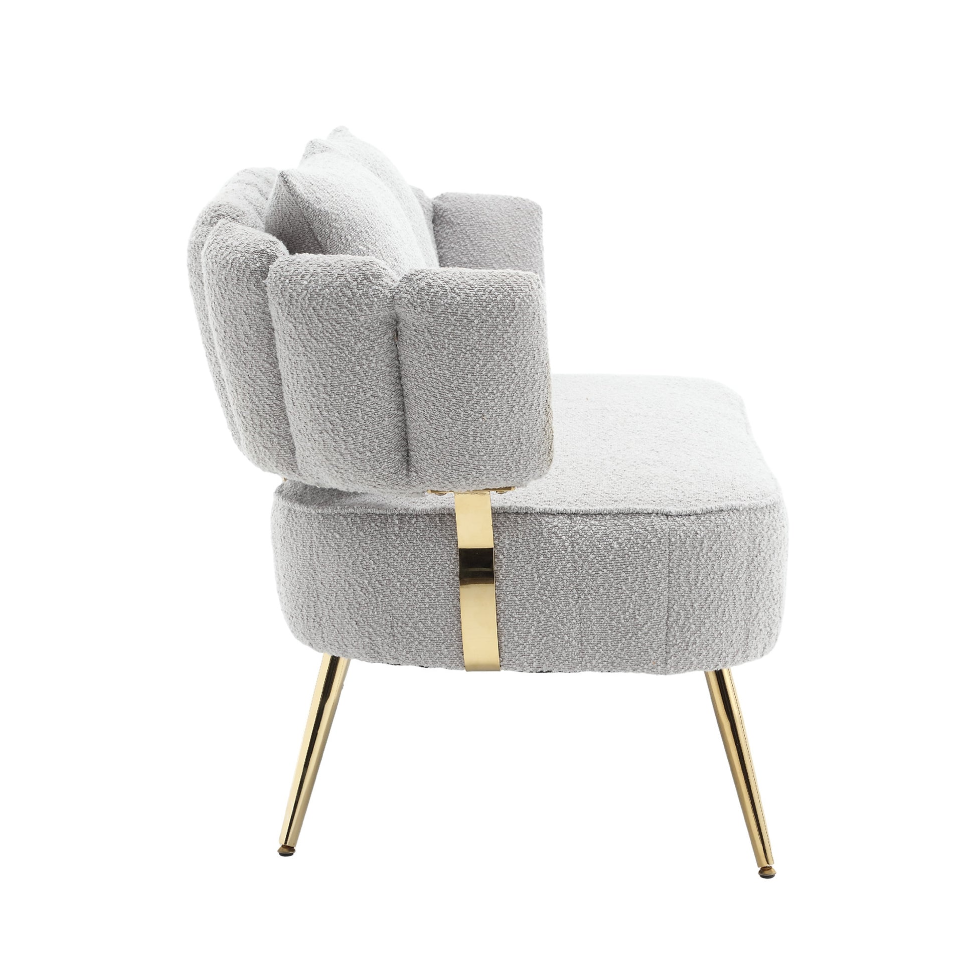 Coolmore Polyester Accent Sofa Modern Upholstered Armsofa Tufted Sofa With Metal Frame, Single Leisure Sofa For Living Room Bedroom Office Balcony Gray Boucle