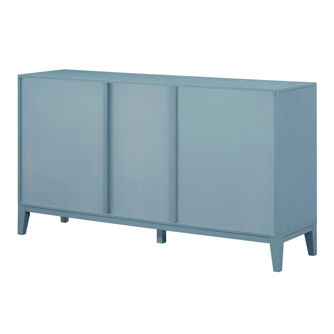 6 Drawer And 2 Cabinet Retro Sideboard With Extra Large Storage Space, With Gold Handles And Solid Wood Legs, For Kitchen And Living Room Antique Blue Antique Blue Solid Wood Mdf