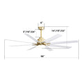 66 Inch Modern With Dimmable Led Light 8 Abs Blades Remote Control Reversible Dc Motor For Home Office Gold Metal