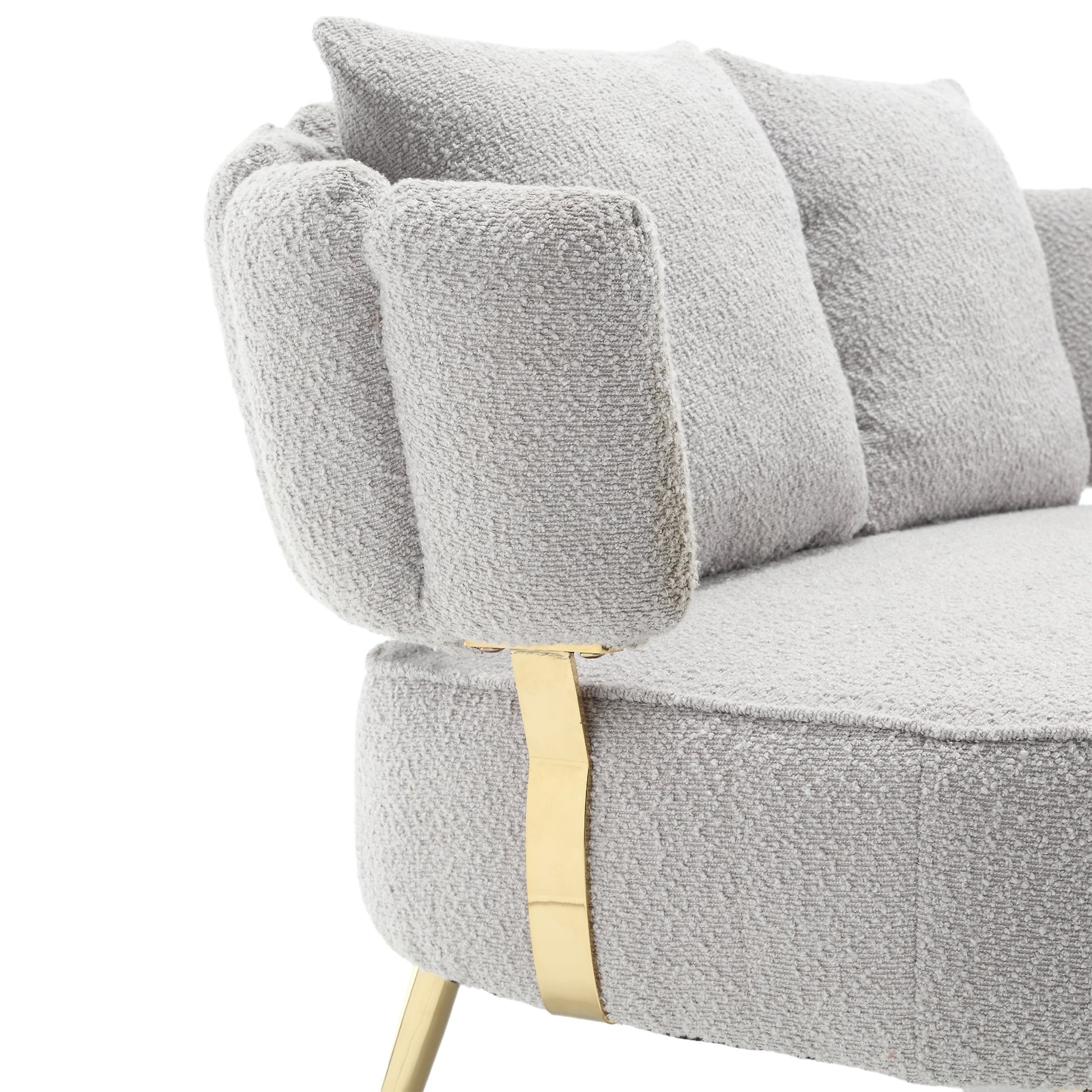 Coolmore Polyester Accent Sofa Modern Upholstered Armsofa Tufted Sofa With Metal Frame, Single Leisure Sofa For Living Room Bedroom Office Balcony Gray Boucle