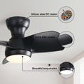 23 Inch Bedroom With 3 Color Dimmable 3 Abs Blades Remote Control Dc Motor Black With 18W Led Light Black Abs