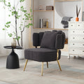 Coolmore Boucle Accent Chair Modern Upholstered Armchair Tufted Chair With Metal Frame, Single Leisure Chairs For Living Room Bedroom Black Boucle