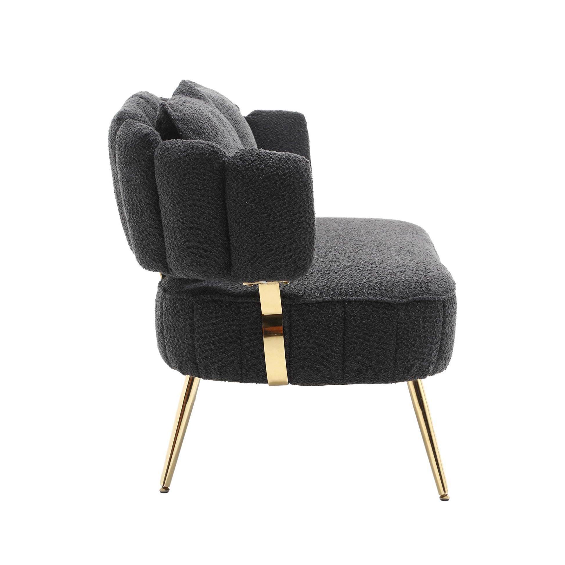 Coolmore Polyester Accent Sofa Modern Upholstered Armsofa Tufted Sofa With Metal Frame, Single Leisure Sofa For Living Room Bedroom Office Balcony Black Boucle