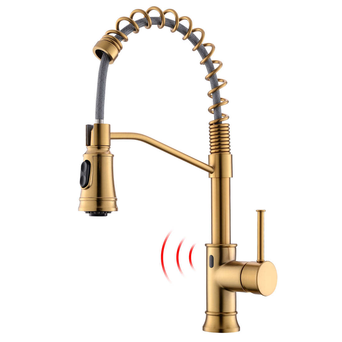 Touchless Kitchen Faucet,Hands Free Automatic Smart Kitchen Faucet Brushed Gold Kitchen Contemporary Ceramic Brass