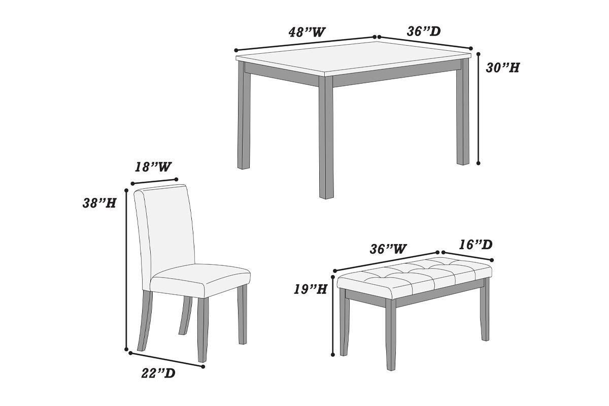 Classic Stylish Espresso Finish 5Pc Dining Set Kitchen Dinette Faux Marble Top Table Bench And 3X Chairs Faux Leather Cushions Seats Dining Room Brown Wood Dining Room Rectangular Dining Table With Chair And Bench Upholstered Chair Wood Espresso Solid