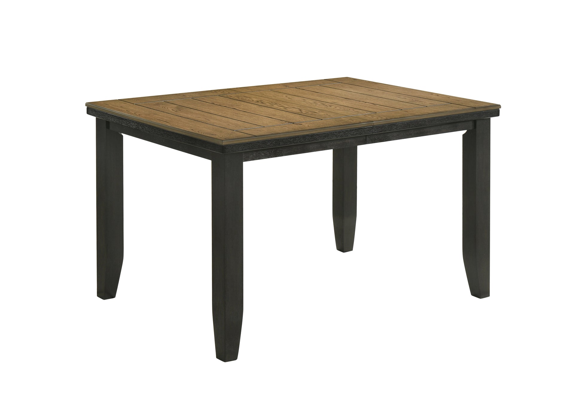 1Pc Contemporary Style Dining Rectangular Table With18" Leaf Tapered Block Feet Wheat Charcoal Finish Dining Room Solid Wood Wooden Furniture Charcoal Seats 6 Dining Room Contemporary Rectangular Wood