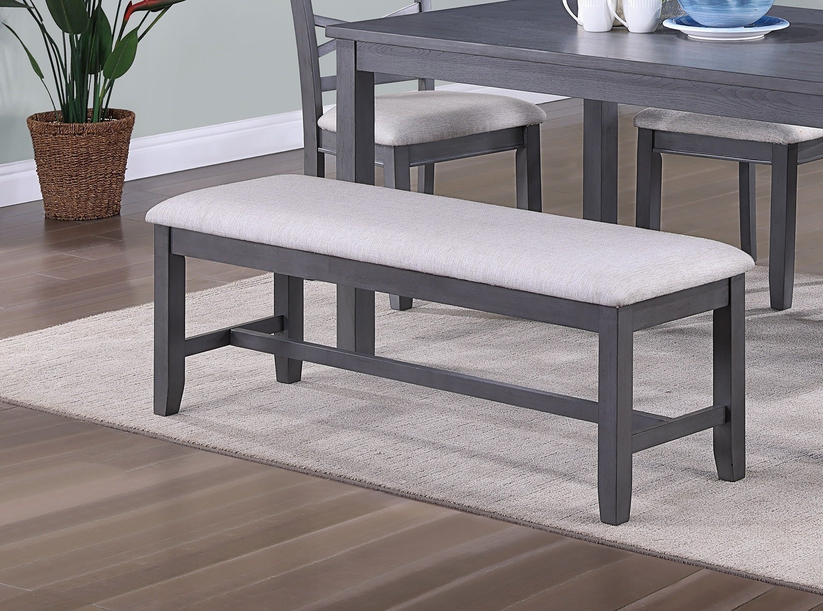 Dining Room Furniture Modern 6Pcs Set Dining Table 4X Side Chairs And A Bench Rubberwood Unique Design Back Chair Wooden Top Gray Wood Dining Room Bench Seating Birch Rectangular Dining Table With Chair And Bench Wood Wood Grey Mix Seats 6 60 Inches