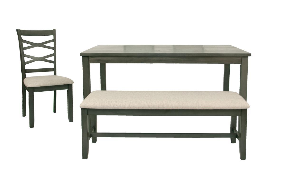 Dining Room Furniture Modern 6Pcs Set Dining Table 4X Side Chairs And A Bench Rubberwood Unique Design Back Chair Wooden Top Gray Wood Dining Room Bench Seating Birch Rectangular Dining Table With Chair And Bench Wood Wood Grey Mix Seats 6 60 Inches