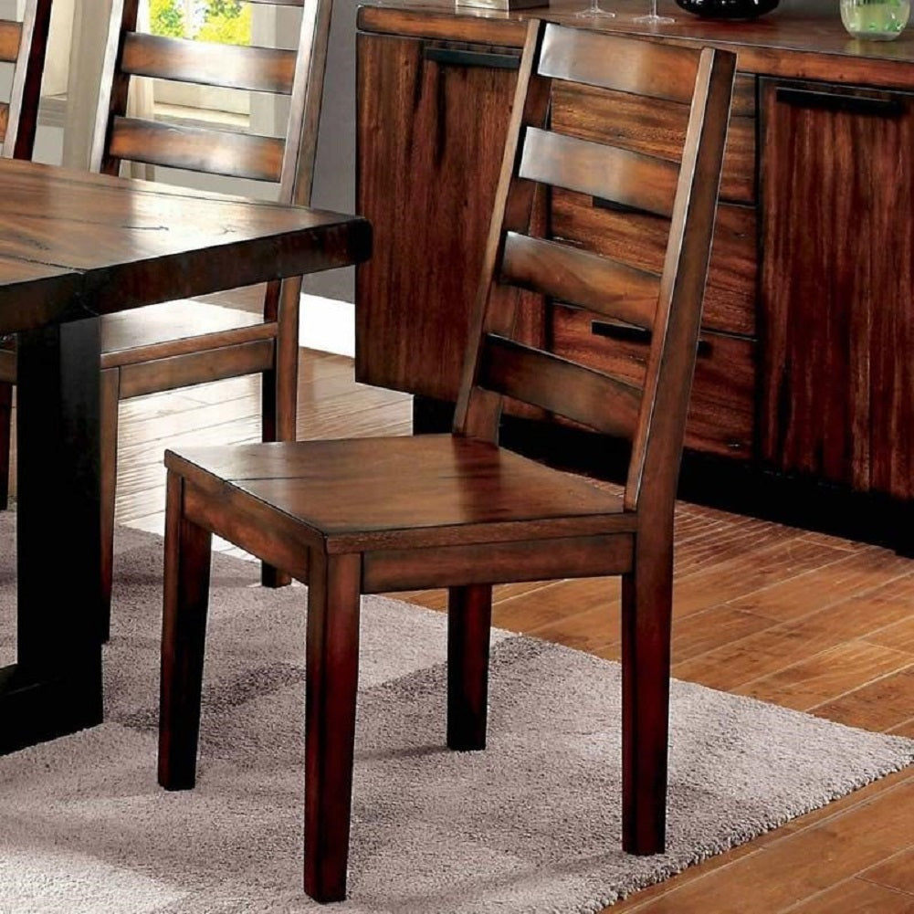 Tobacco Oak Finish Solid Wood Industrial Style Kitchen Set Of 2 Dining Chairs Ladder Back Chairs Dining Room Furniture Oak Dining Room Contemporary,Industrial Ladder Back Solid Wood