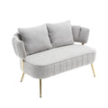 Coolmore Polyester Accent Sofa Modern Upholstered Armsofa Tufted Sofa With Metal Frame, Single Leisure Sofa For Living Room Bedroom Office Balcony Gray Boucle