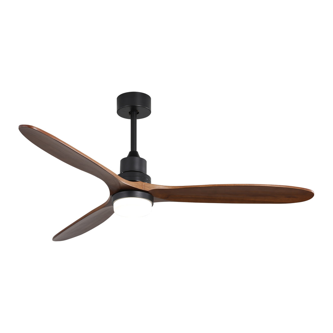 60 Inch With Lights 3 Solid Wood Fan Blade Noiseless Reversible Motor Remote Control Black Metal & Wood