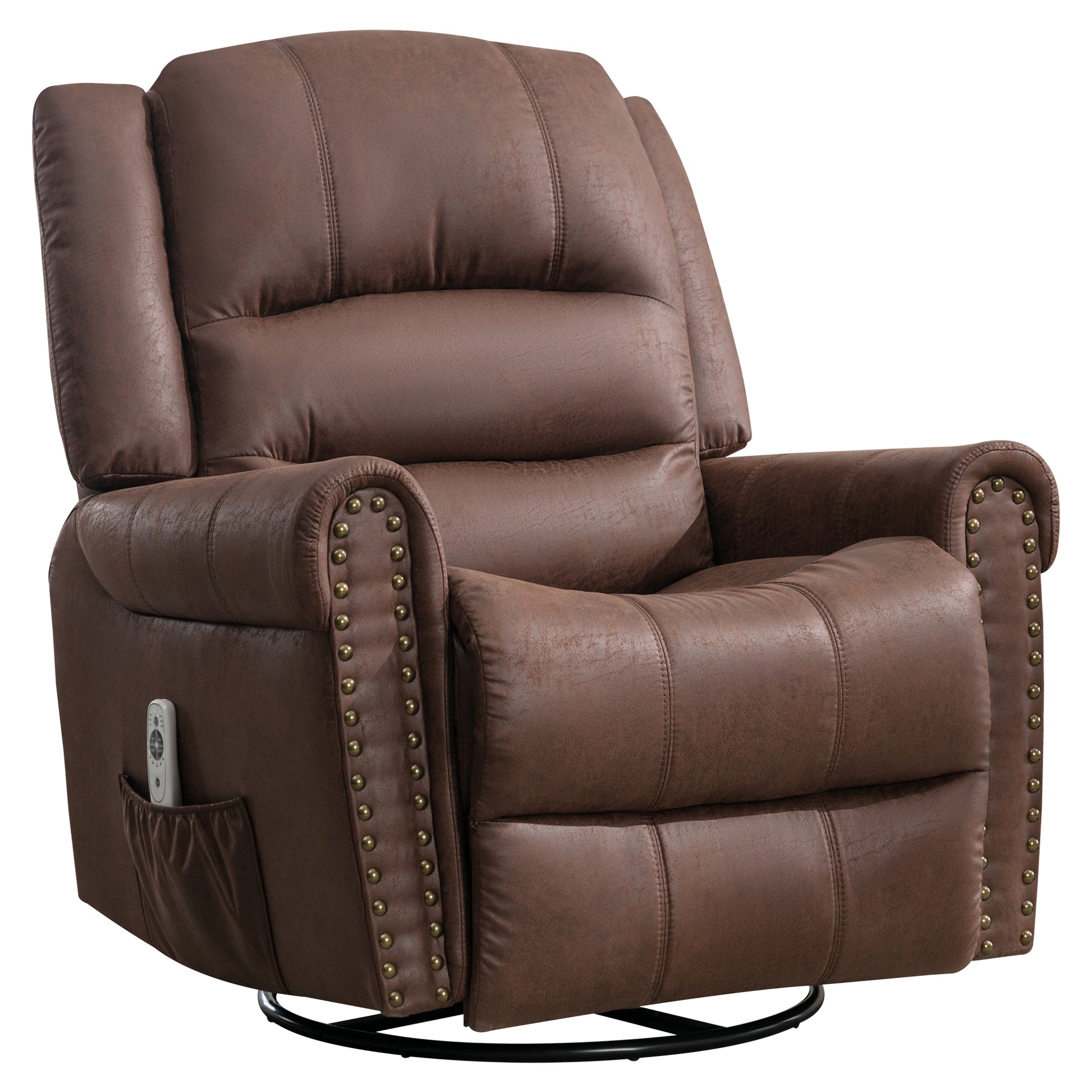 Massage Rocker Recliner Chair Rocking Chairs For Adults Oversized With Usb Charge Port Soft Features A Manual Massage And Heat.Brown Brown Faux Leather Manual Push Button Metal Soft Heavy Duty Square Arms Foam Metal & Wood