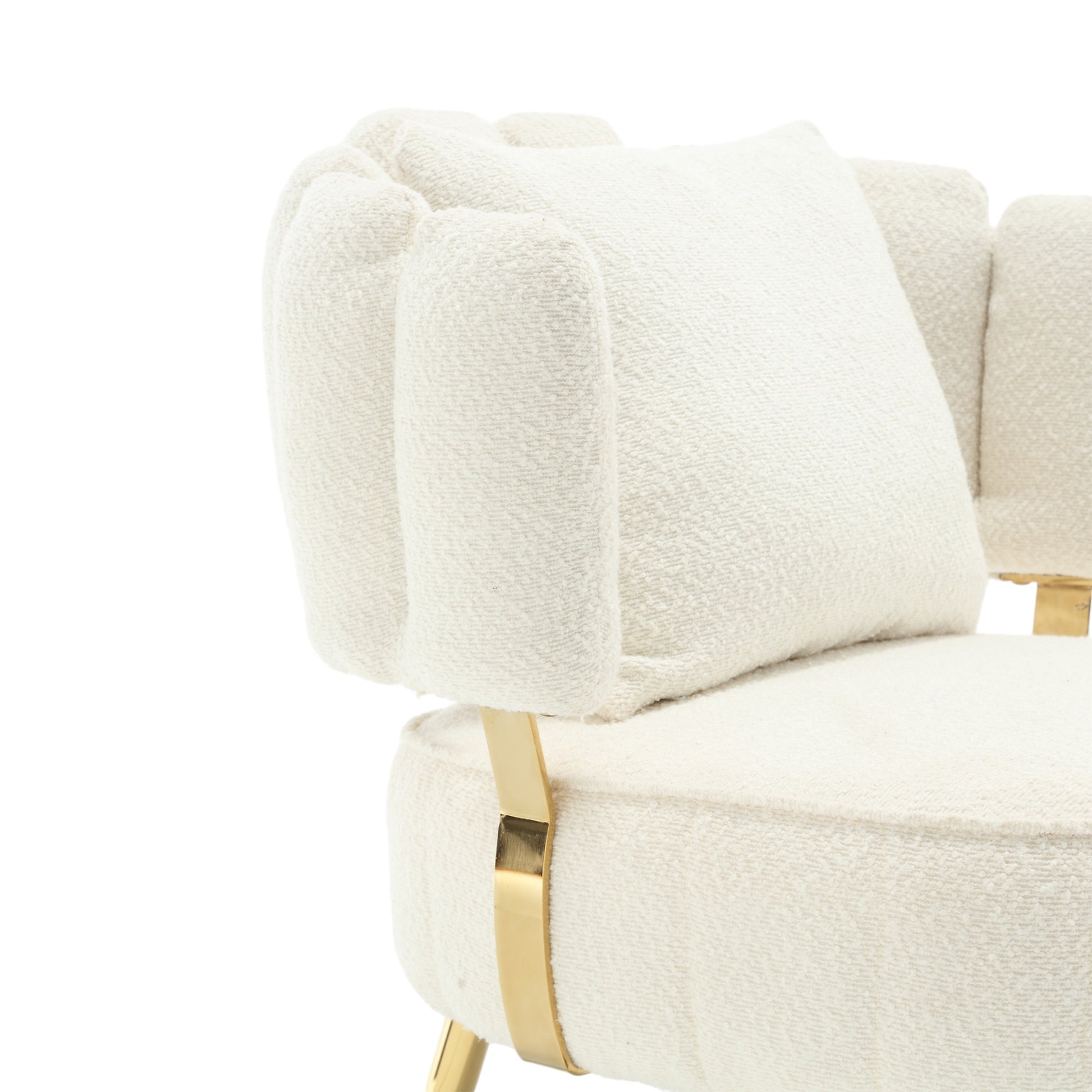 Coolmore Boucle Accent Chair Modern Upholstered Armchair Tufted Chair With Metal Frame, Single Leisure Chairs For Living Room Bedroom Beige Boucle