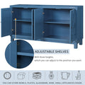 Large Storage Space Sideboard, 4 Door Buffet Cabinet With Pull Ring Handles For Living Room, Dining Room Navy Navy Mdf