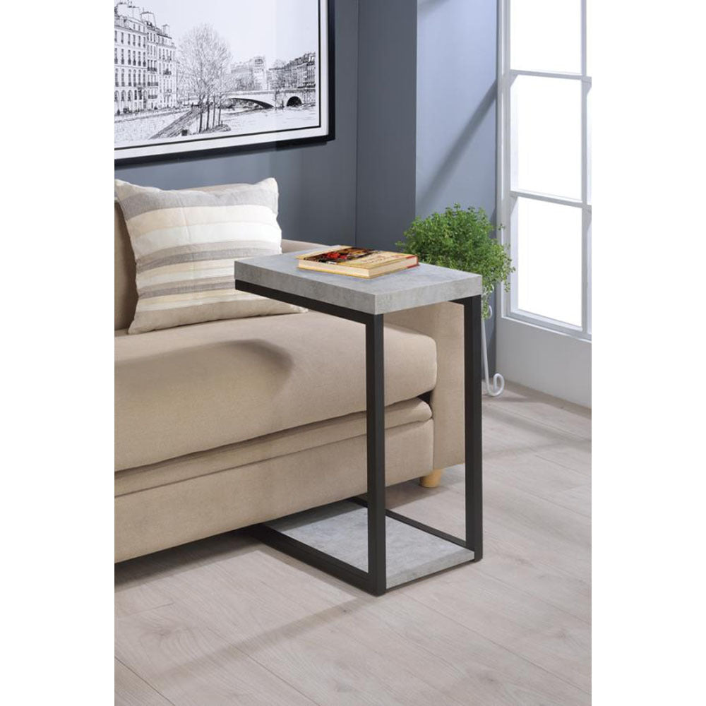 Cement And Black Snack Table Cement Grey Gray Primary Living Space Industrial Freestanding Rectangular Coffee & End Tables Wood