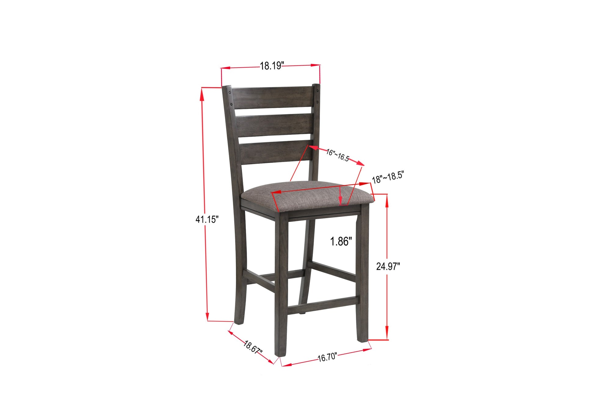 Contemporary 6Pc Counter Height Dining Set 18" Extendable Leaf Table Gray Fabric Upholstered Chair Bench Seats Wheat Charcoal Finish Wooden Solid Wood Dining Room Wooden Furniture Wood Wood Charcoal Ladder Back Seats 6 Wood Dining Room Extendable Modern