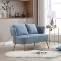 Coolmore Polyester Accent Sofa Modern Upholstered Armsofa Tufted Sofa With Metal Frame, Single Leisure Sofa For Living Room Bedroom Office Balcony Light Blue Boucle