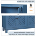 Large Storage Space Sideboard, 4 Door Buffet Cabinet With Pull Ring Handles For Living Room, Dining Room Navy Navy Mdf