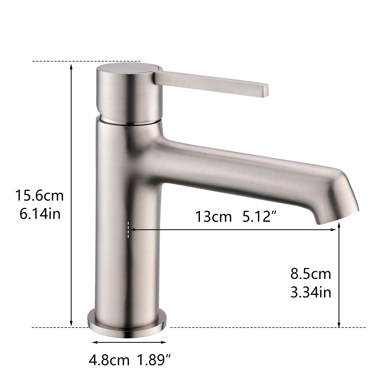 Brushed Nickel Bathroom Faucet For Sink 1 Hole, Bathroom Sink Faucet Single Handle, Modern Bathroom Basin Faucet Bathroom Knob Handles Geometric One Brushed Nickel Side Sprayer Deck Mounted Cartridge Valve Single Hole Faucets Nickel Contemporary 1 Hole