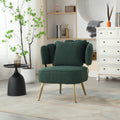 Coolmore Boucle Accent Chair Modern Upholstered Armchair Tufted Chair With Metal Frame, Single Leisure Chairs For Living Room Bedroom Emerald Boucle