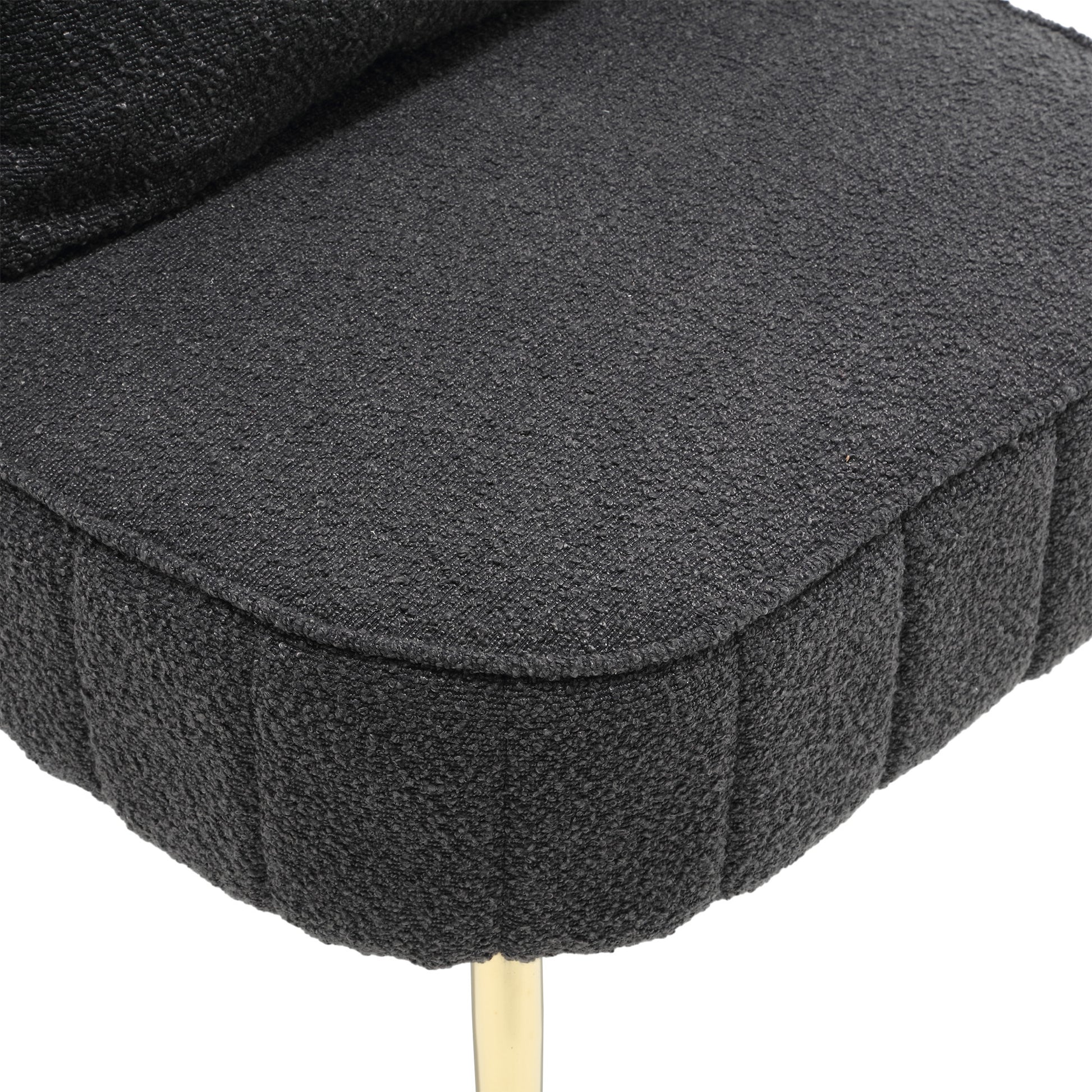 Coolmore Boucle Accent Chair Modern Upholstered Armchair Tufted Chair With Metal Frame, Single Leisure Chairs For Living Room Bedroom Black Boucle