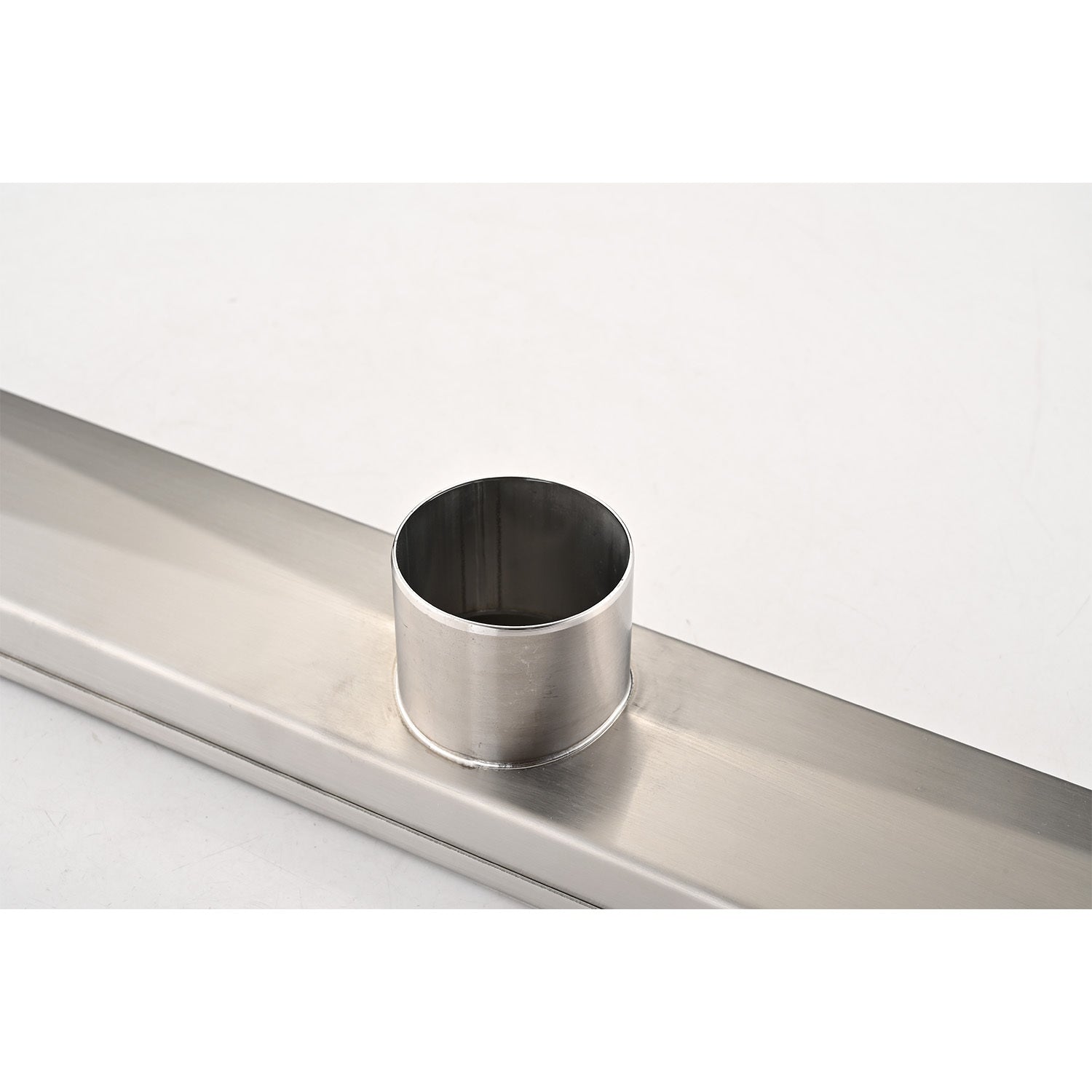 32 Inches Linear Shower Drain, Included Hair Strainer And Leveling Feet Brushed Nickel Stainless Steel