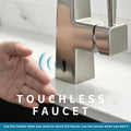 Touchless Kitchen Faucet,Hands Free Automatic Smart Kitchen Faucet Brushed Nickel Kitchen Contemporary Ceramic Brass