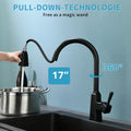 Touchless Kitchen Faucet,Hands Free Automatic Smart Kitchen Faucet Black Kitchen Contemporary Ceramic Brass