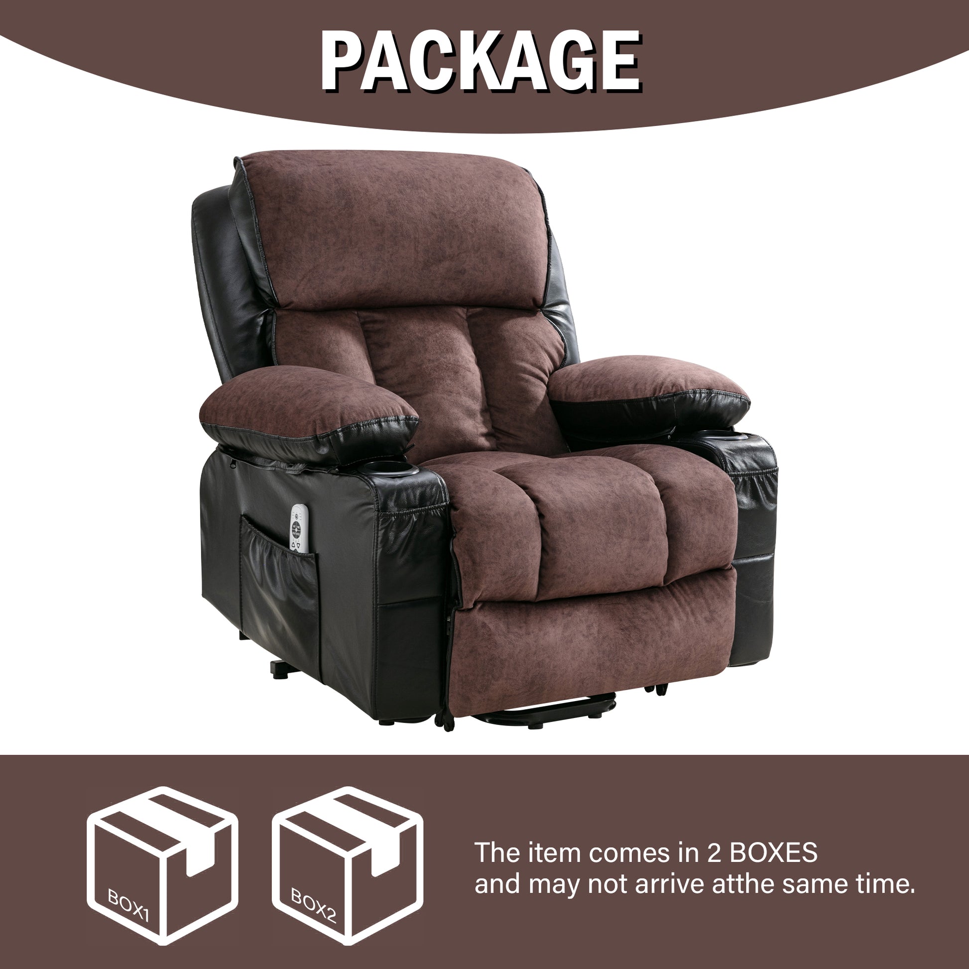 Power Lift Recliner Chair Recliners For Elderly With Heat And Massage Recliner Chair For Living Room With Infinite Position And Side Pocket,Usb Charge Port.Blackbrown Black Brown Power Push Button Soft Heavy Duty Cotton Wood Metal