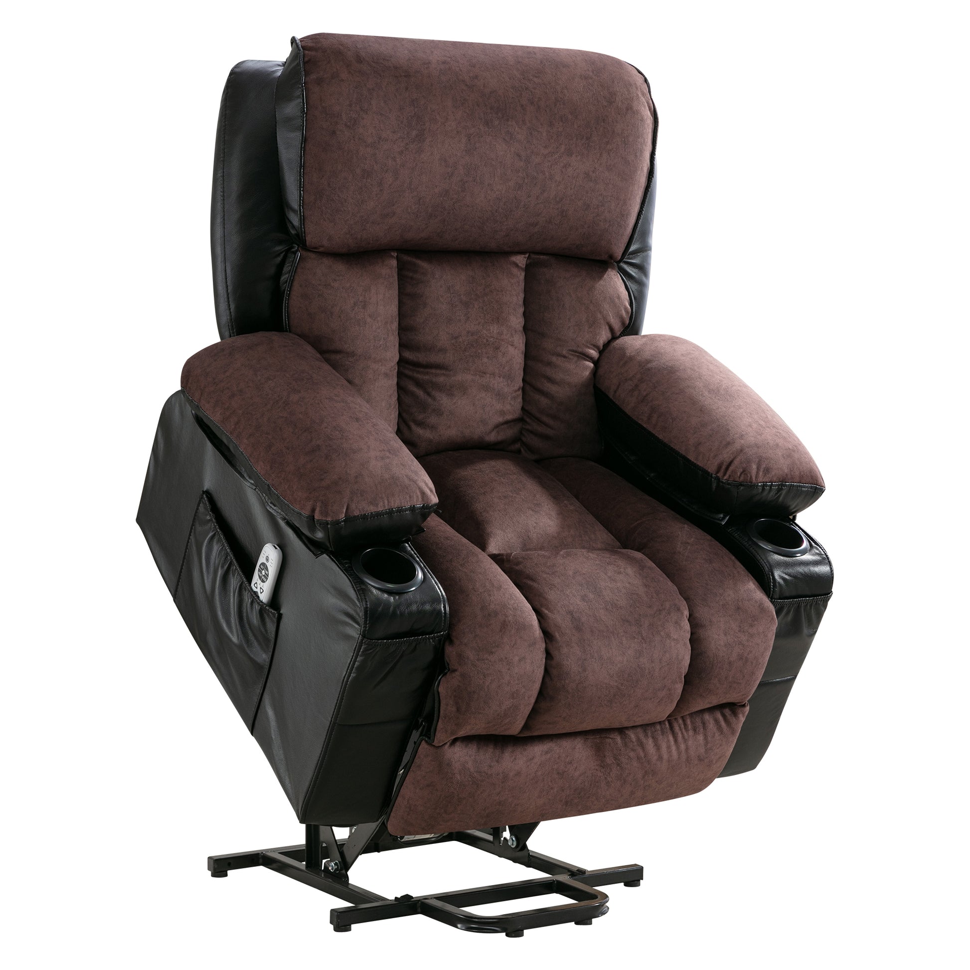 Power Lift Recliner Chair Recliners For Elderly With Heat And Massage Recliner Chair For Living Room With Infinite Position And Side Pocket,Usb Charge Port.Blackbrown Black Brown Power Push Button Soft Heavy Duty Cotton Wood Metal