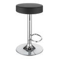 Black And Chrome Adjustable Hydraulic Bar Stool Black Silver Dining Room Foam Spot Clean Round Contemporary,Modern Bar Stools Foam Faux Leather