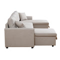 Artemax U Shape Pull Out Sleeper Sectional Sofa With Double Storage Spaces ,Beige Beige Fabric