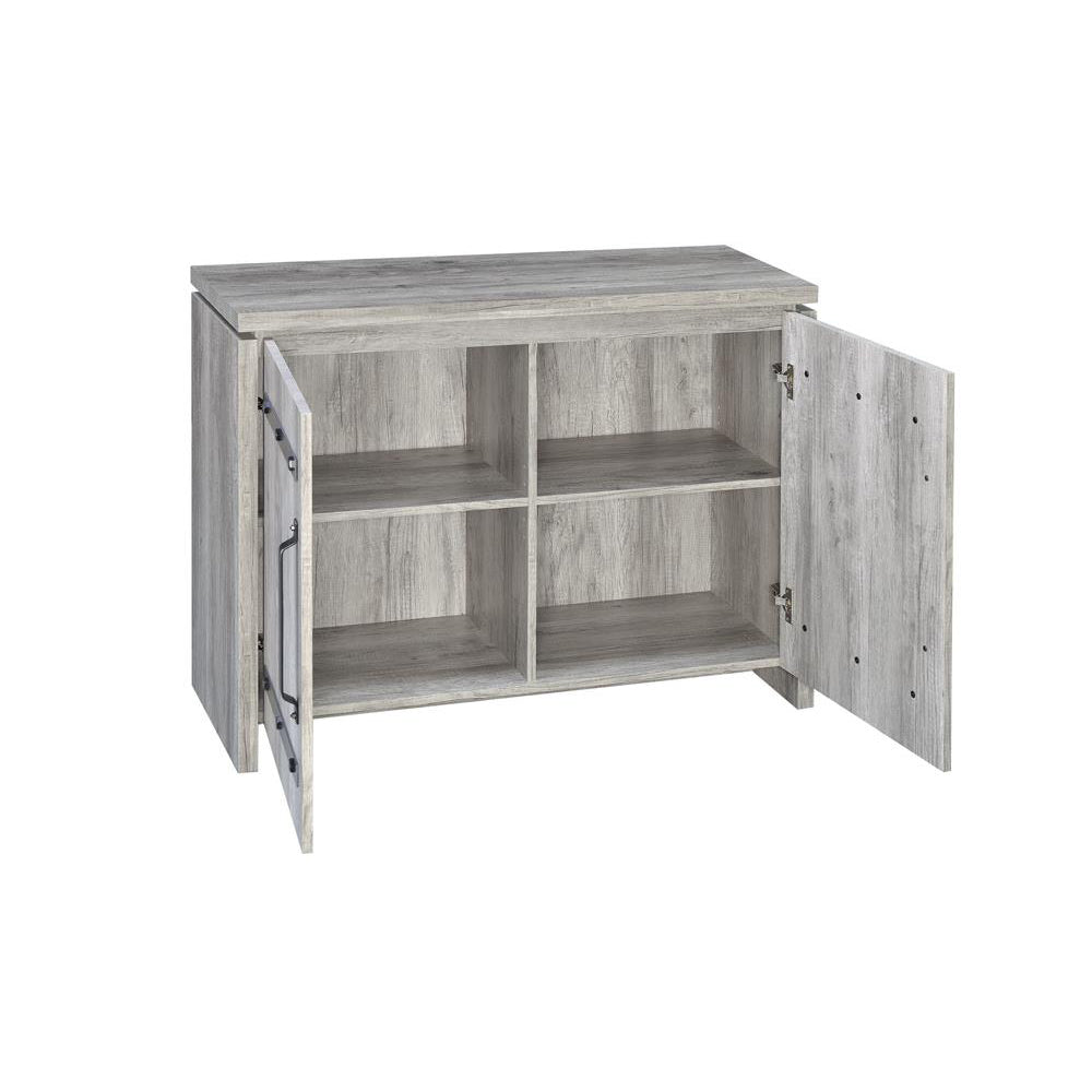 Grey Driftwood 2 Door Accent Cabinet Standard 3 4 Shelves Gray Gray Primary Living Space Adjustable Shelves Transitional Wood