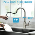 Touchless Kitchen Faucet,Hands Free Automatic Smart Kitchen Faucet Brushed Nickel Kitchen Contemporary Ceramic Brass