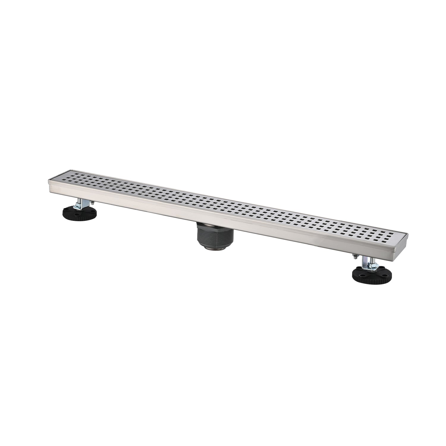 28 Inches Linear Shower Drain, Included Hair Strainer And Leveling Feet Brushed Nickel Stainless Steel