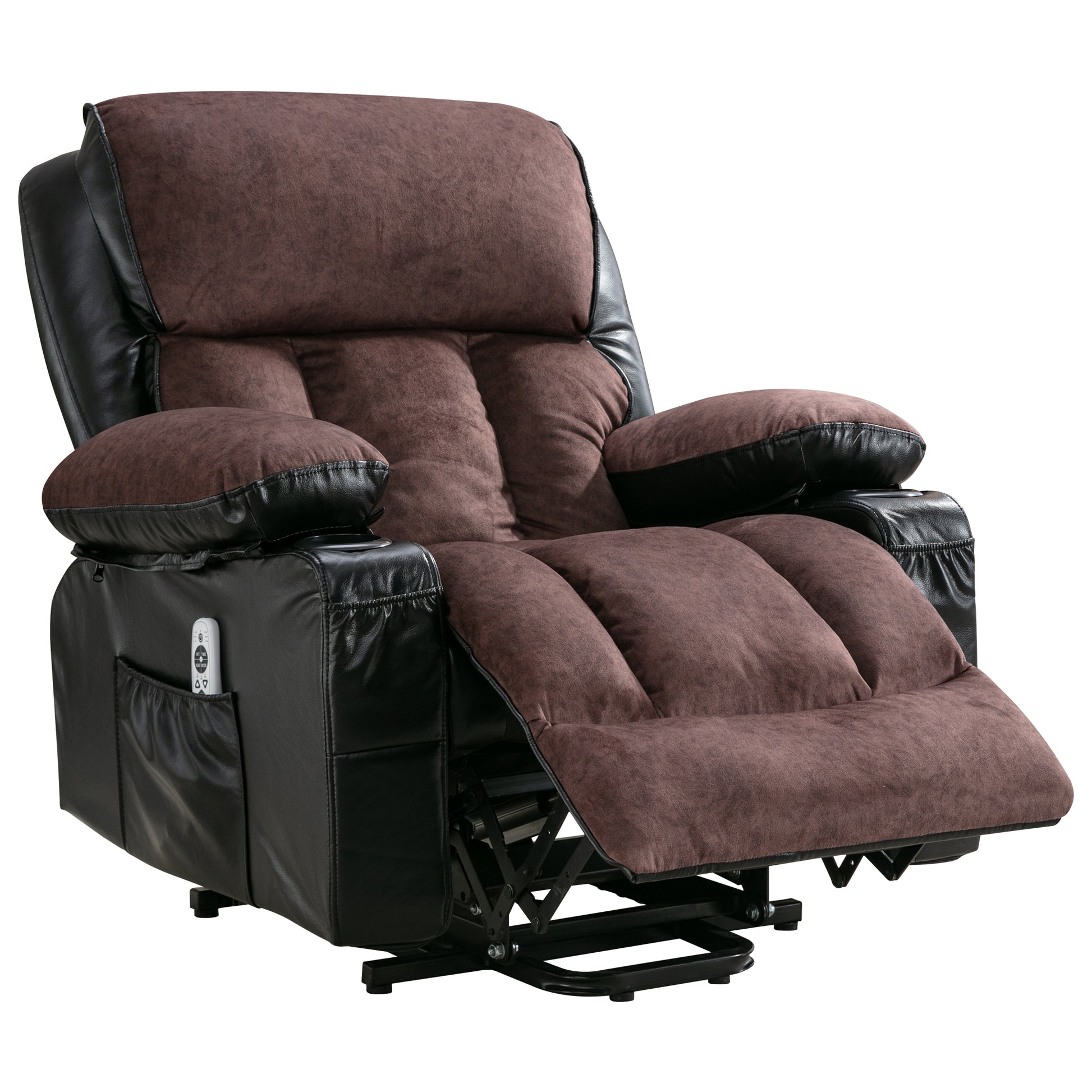 Power Lift Recliner Chair Recliners For Elderly With Heat And Massage Recliner Chair For Living Room With Infinite Position And Side Pocket,Usb Charge Port.Blackbrown Black Brown Power Push Button Soft Heavy Duty Cotton Wood Metal