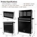 8 Drawer Rolling Tool Chest With Wheels, Large Tool Cabinet With Drawers, Mobile Steel Tool Storage Organizer With Lock&Liner For Warehouse, Workshop, Black Black Steel
