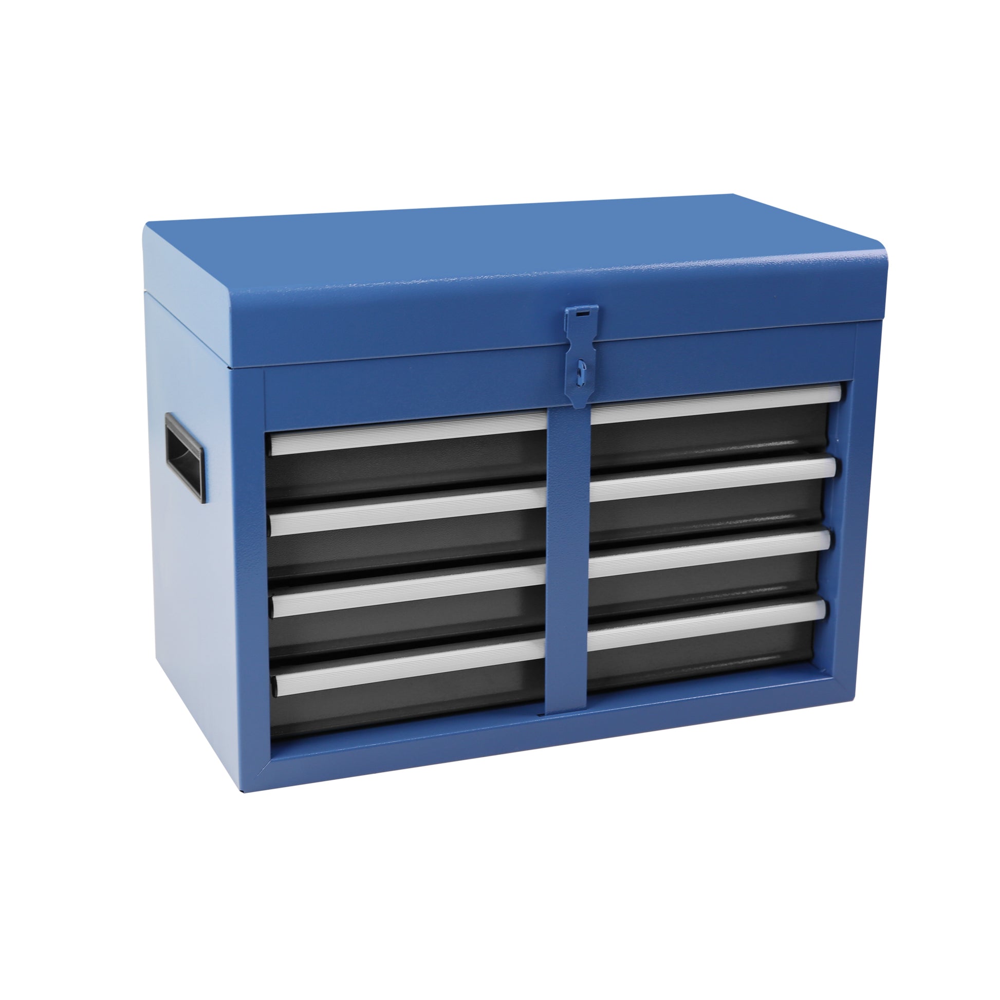 Tool Chest, 5 Drawer Rolling Tool Storage Cabinet With Detachable Top Tool Box, Liner, Universal Lockable Wheels, Adjustable Shelf, Locking Mechanism, Metal Tool Cart For Garage Workshop Blue Grey Steel