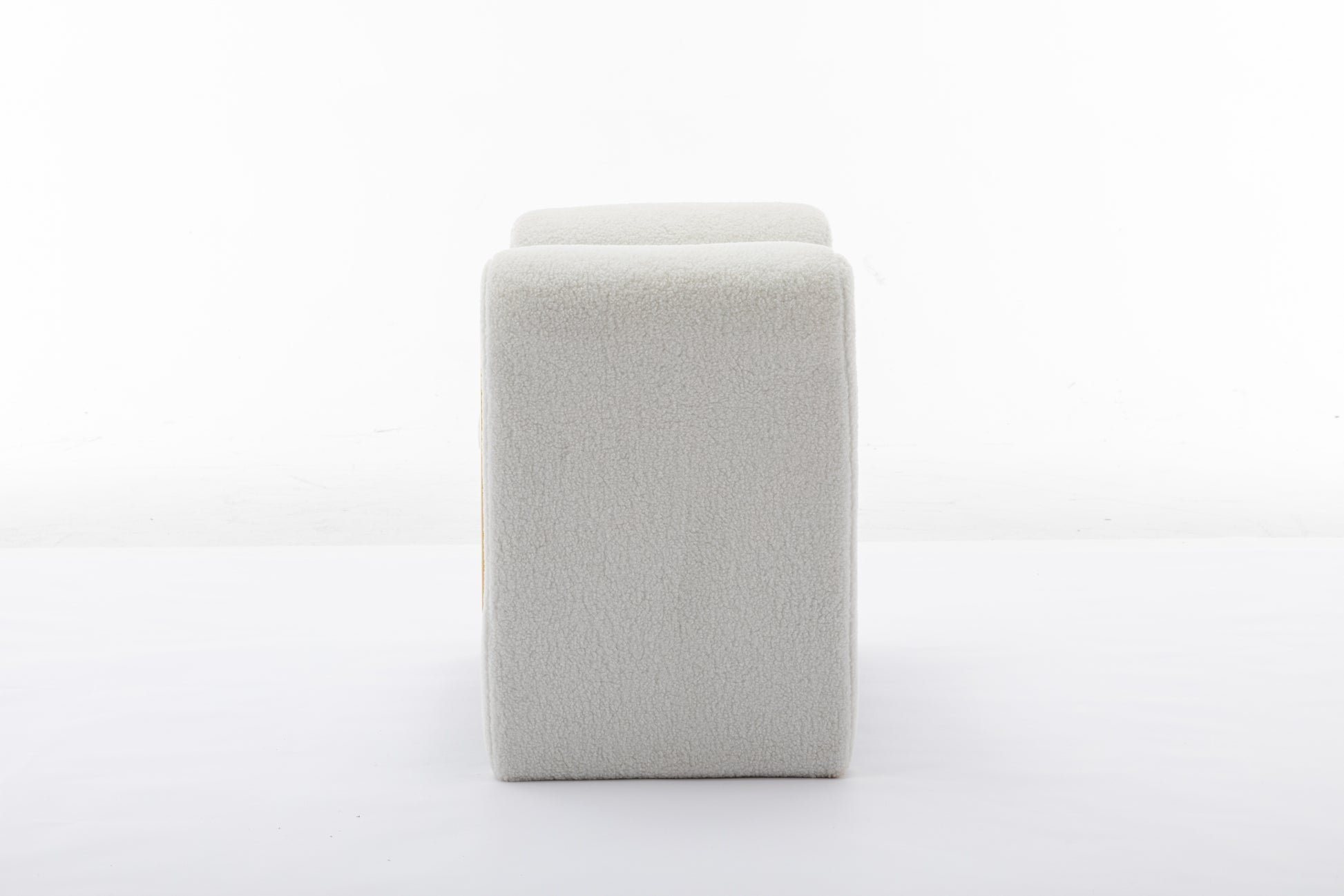 031 Teddy Fabric Single Bench Shoe Bench Makeup Bench For Bedroom Indoor,Ivory Wood Bedroom White Solid Eucalyptus Wood Tufted Ivory Polyester Backless Soft Modern Foam Teddy