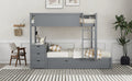 Full Over Full Bunk Bed With Twin Size Trundle, Storage And Desk, Gray Gray Solid Wood