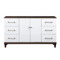 Contemporary White And Cherry Finish 1Pc Dresser Of 6X Drawers 2X Shelves Modern Bedroom Furniture 2 Tone Finish With Gold Trim Multi Bedroom Contemporary,Modern Wood