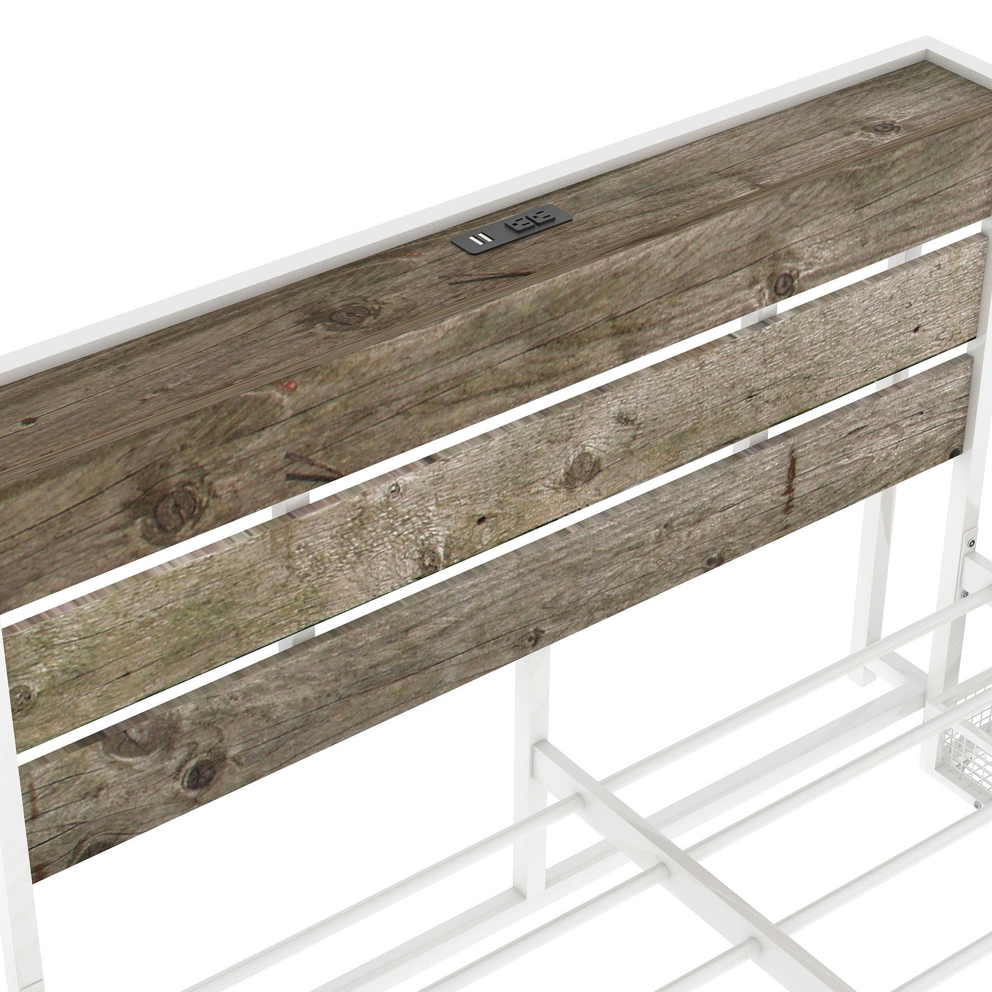 Metal Platform Bed With Four Drawers, Sockets And Usb Ports, Full, White Full White Mdf Metal