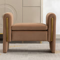 031 Velvet Fabric Single Bench Shoe Bench Makeup Bench For Bedroom Indoor,Coffee Wood Bedroom Brown Solid Eucalyptus Wood Tufted Coffee Polyester Velvet Backless Soft Modern Foam Velvet