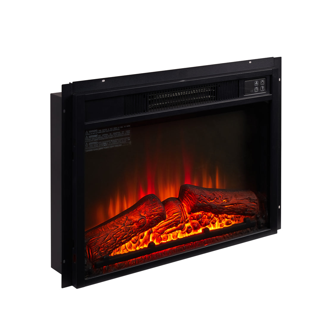 Electric Fireplace Insert 18" 1400W 120V Black Tempered Glass Sheet Metal Plastic