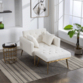36.61'' Wide Modern Accent Chair With 3 Positions Adjustable Backrest, Tufted Chaise Lounge Chair, Single Recliner Armchair With Ottoman And Gold Legs For Living Room, Bedroom Ivory Ivory Foam Sherpa