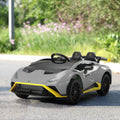 24V Battery Powered Ride On Car For Kids, Licensed Lamborghini, Remote Control Toy Vehicle With Music Player, Led Light, 2 Driving Modes Gray Polypropylene